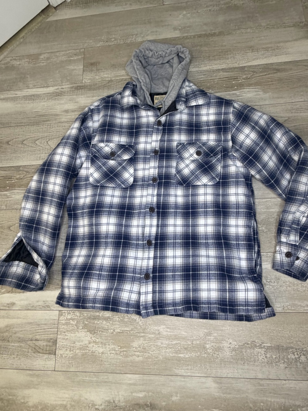RedHead Mens Large Hooded Flannel Shirt Jacket Plaid Quilted Lined Shacket EUC - Picture 3 of 10